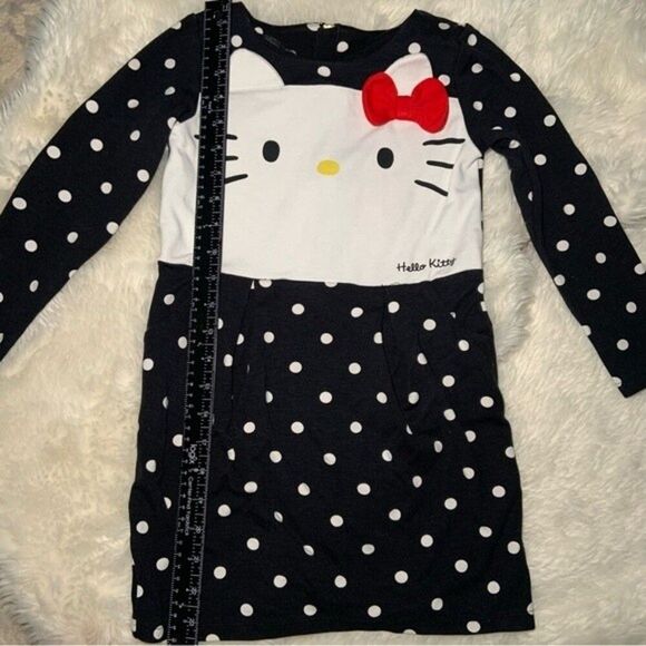Sz 6 - 8 Y H&M Sanrio Hello Kitty Black & White Polka Dot Dress - Picture 6 of 7